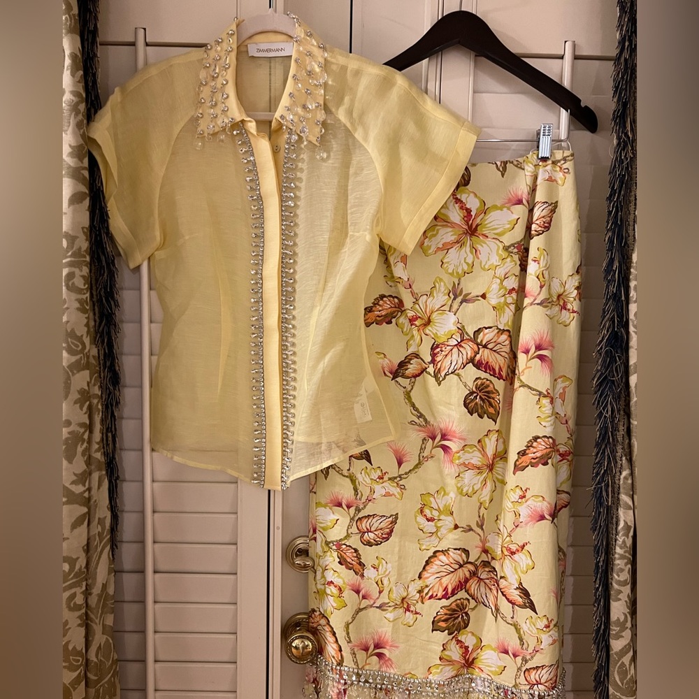 Zimmermann size 2 skirt and size 1 blouse Crystal NWOT set
